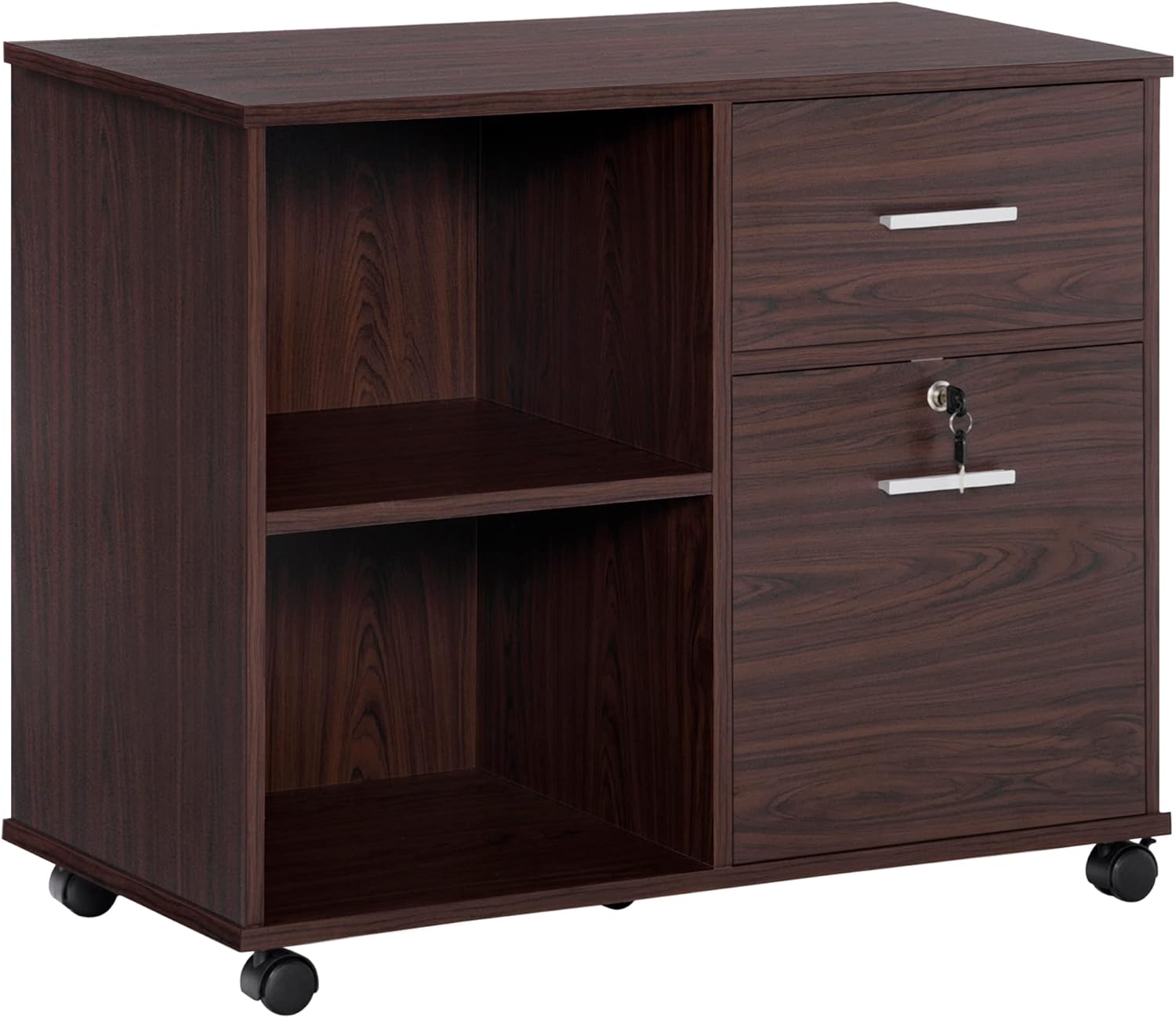 Vinsetto Lateral File with Wheels, Mobile Printer Stand, Filing