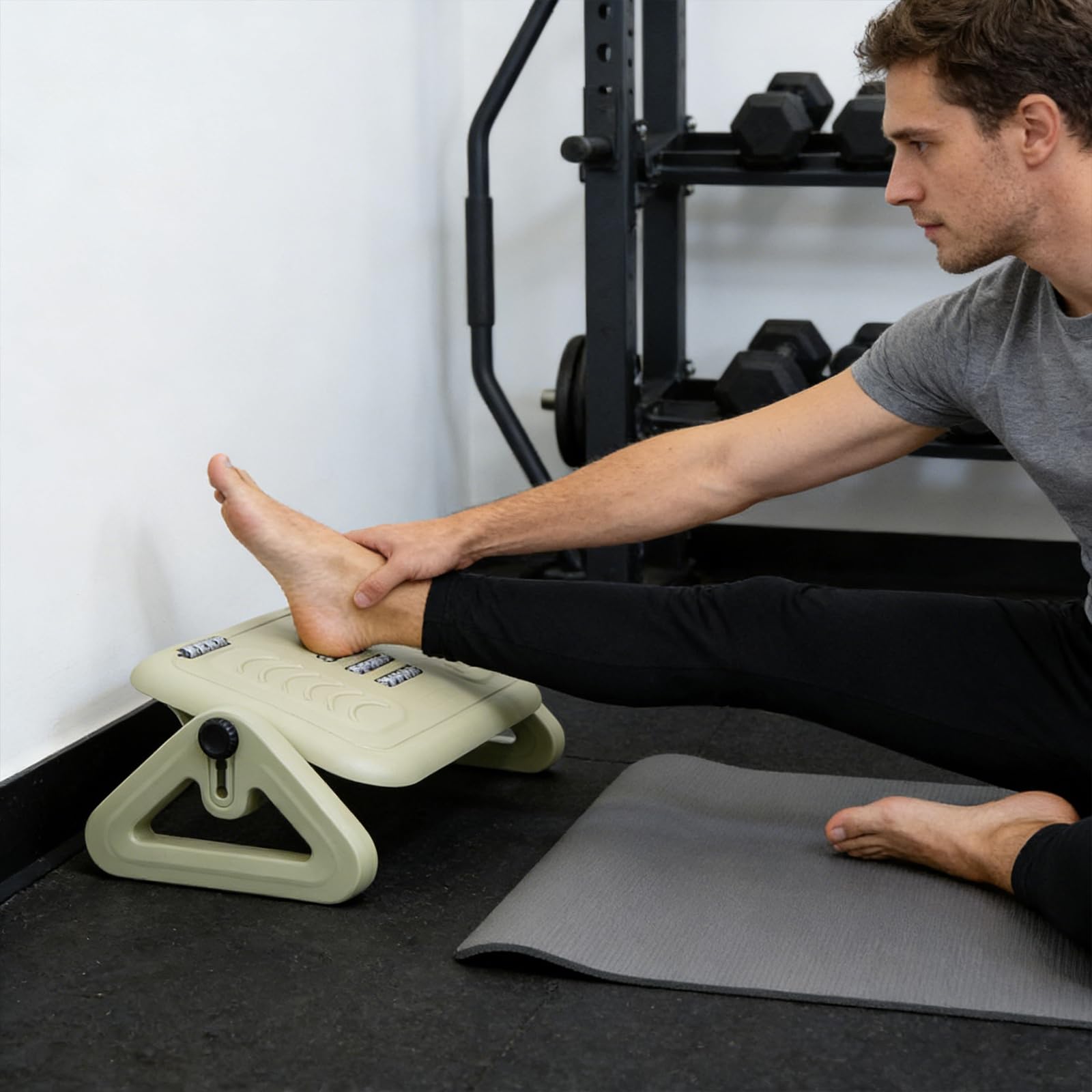Ergonomische, höhenverstellbare Fußstütze mit Massagerollen für mehr Sitzkomfort Höhenverstellbarer, ergonomischer Fußhocker für individuellen Komfort