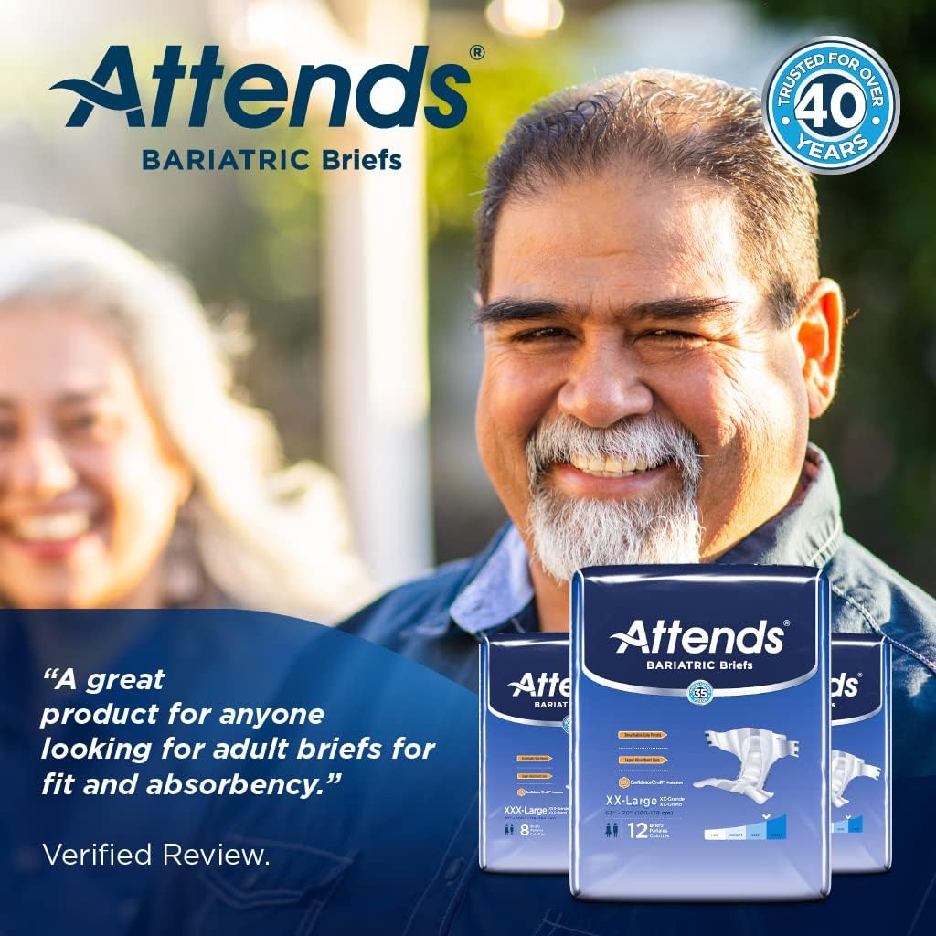 Amazing 🔥 Attends Bariatric Briefs with Advanced DermaDry Technology for Adult Incontinence Care, XX-Large, Unisex, 48Count 80% Off Discount Attends Bariatric Briefs with Advanced DermaDry Technology for Adult Incontinence Care, XX-Large, Unisex, 48Count