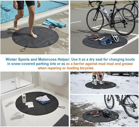 Swimming Changing Mat, Portable Waterproof for Wetsuit Changing, 90cm Round Mat for Water Sports