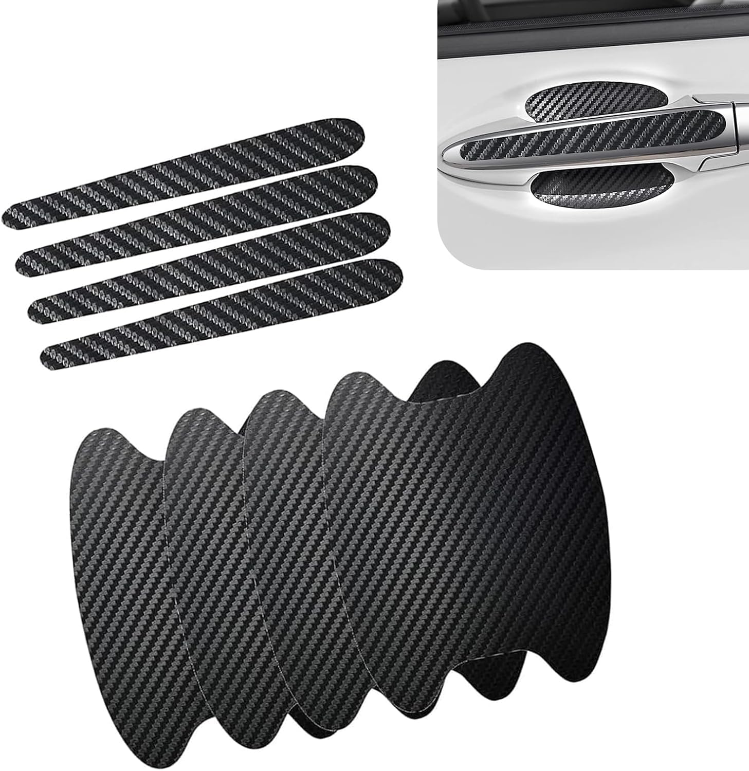 JINGMU 8 Pcs Car Door Handle Protector for MG HS ZST ZS MG3 MG5 MG6 MG7 GT GS Hector EZS, Carbon Fiber Car Door Handle Sticker, Self-Adhesive and Markless Car Door Handle Cup Protector