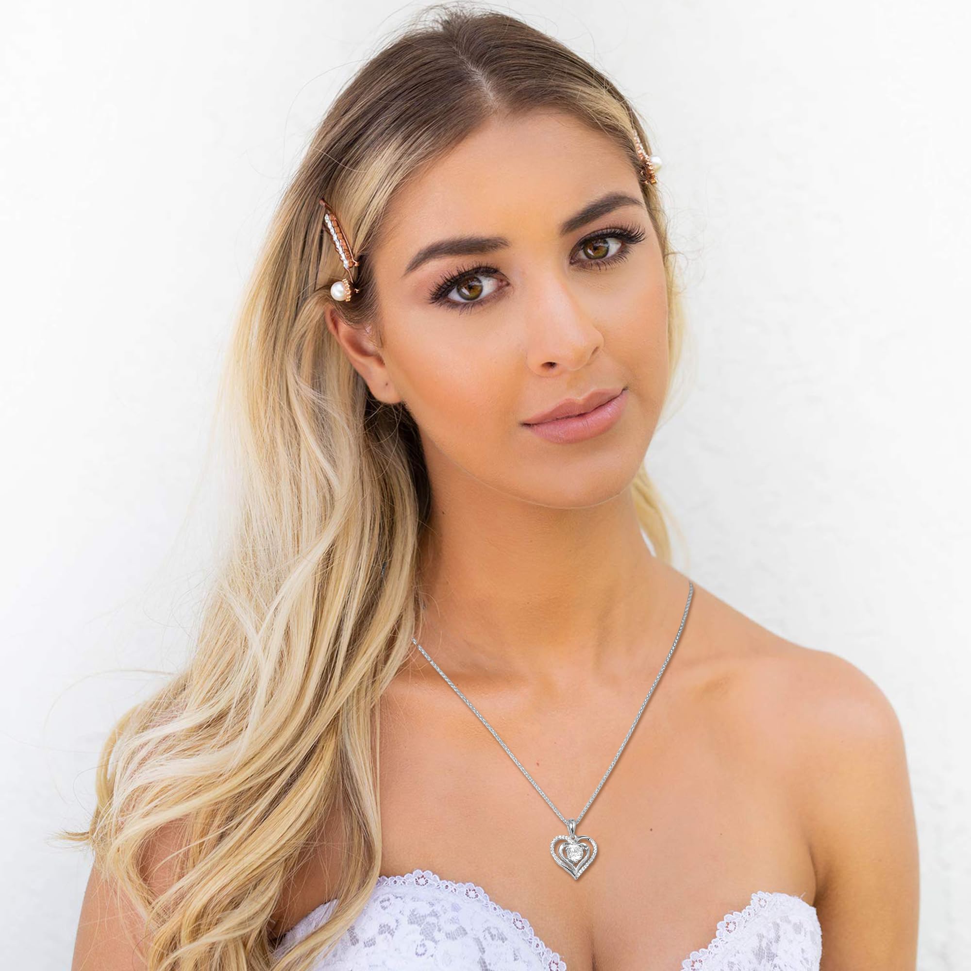 Jrêveinfini Collar Mujer Plata 925 con Circonita Brillante, Diseño de Nudo del Amor y Trébol de Cuatro Hojas, Collar Mujer Elegante para Regalo de San Valentín, Madre o Amiga