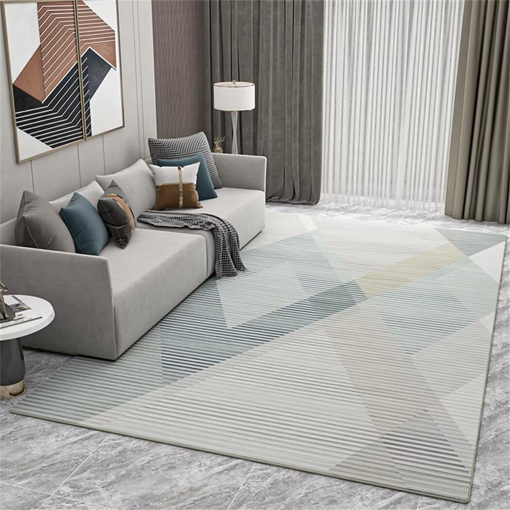 Tapis lavable gris bleu ne perd pas de peluches pour le salon