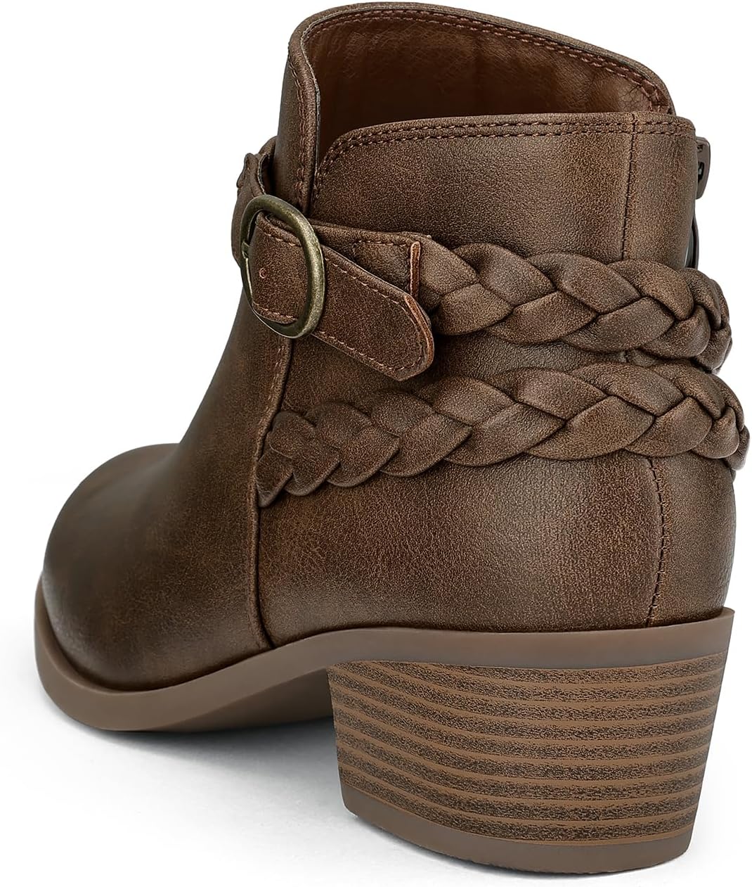 mysoft Women's Ankle Boots Low Chunky Heel Round Toe Wide Width Short Booties Side Zipper - Image 6