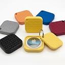 Textured Square Keychain Case for AirTag | Unique Protective Cover & Holder with Key Ring | Tracker Mount for Keys, Luggage, Backpacks and Pets | Random Pattern Design | 7 Colors (4, Yellow) gallery image