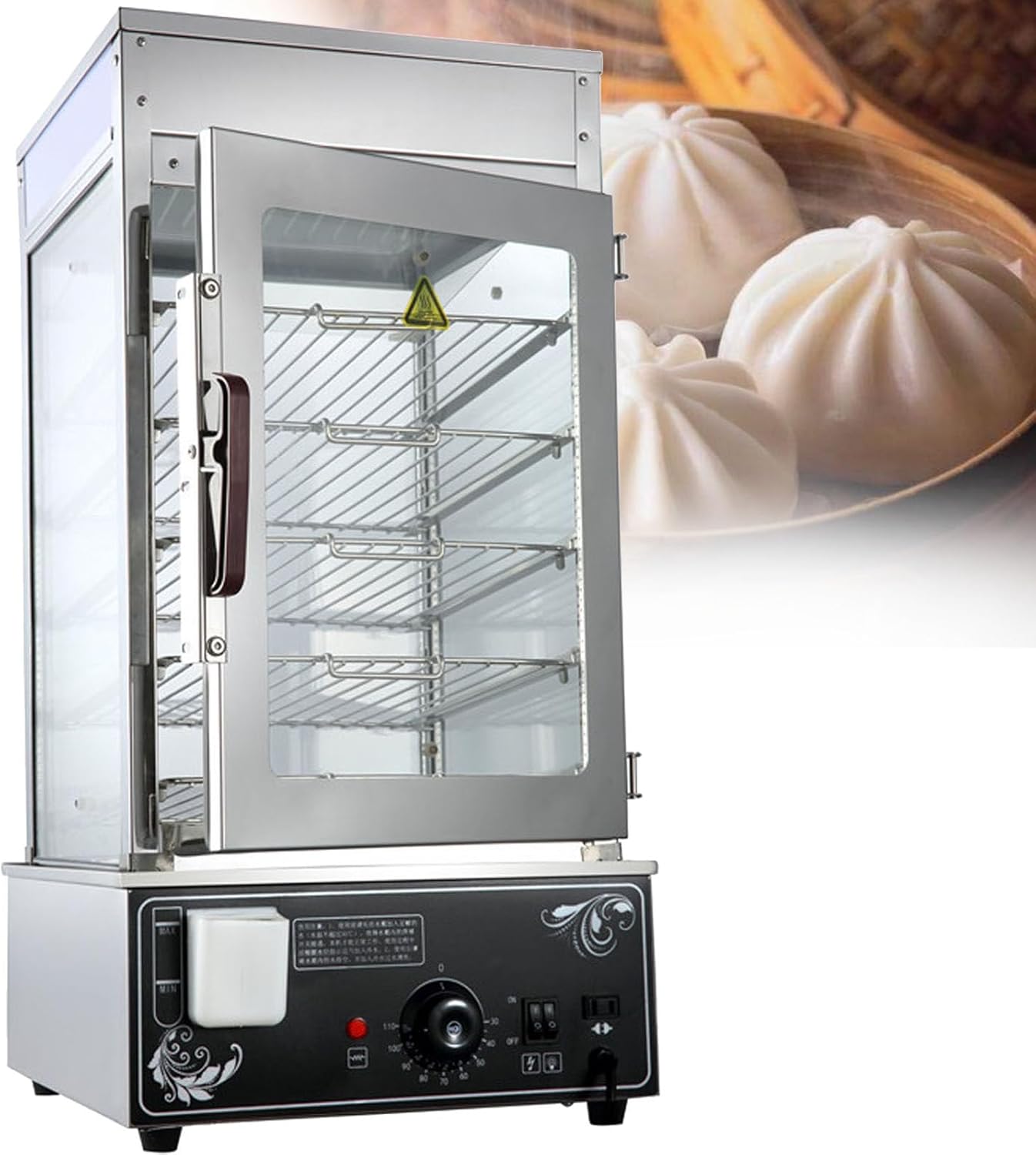 Commercial Bun Steamer Machine,Bun Food Steamer,Hot Dog Warmer,5 Layers Stainless Steel Bun Warmer,Temp 30-110℃,220V