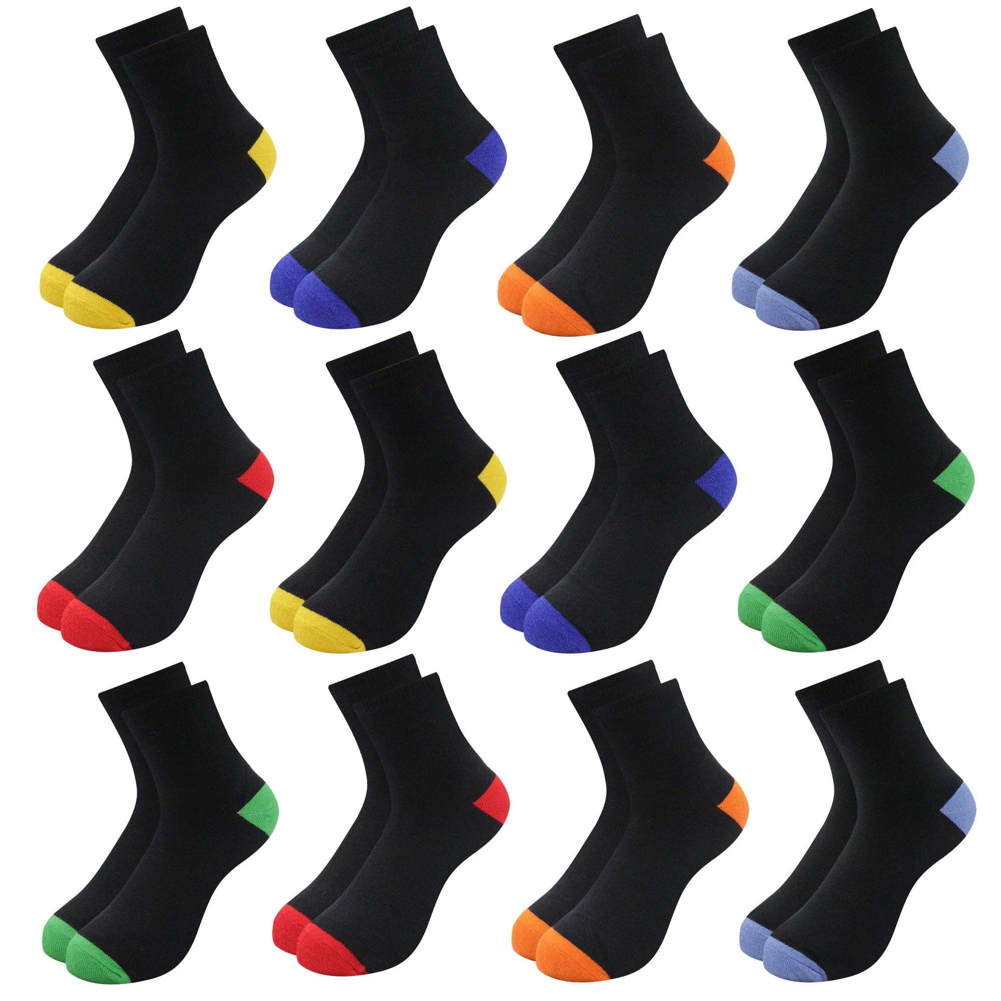 Uizuooy Calzini Bambini Calcio Cotone 12 Paia | Calzini Colorati in Puro Cotone per Bambini,Traspiranti,Calzini da Tennis, Adatti a Tutte le Attività Scolastiche