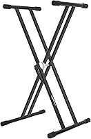 Vista 1 de Yaxa Basics Sturdy Keyboard and Piano Stand, Heavy-Duty Adjustable Height, X-Shape Design, Durable, Black, 27.5 to 38.2 inches