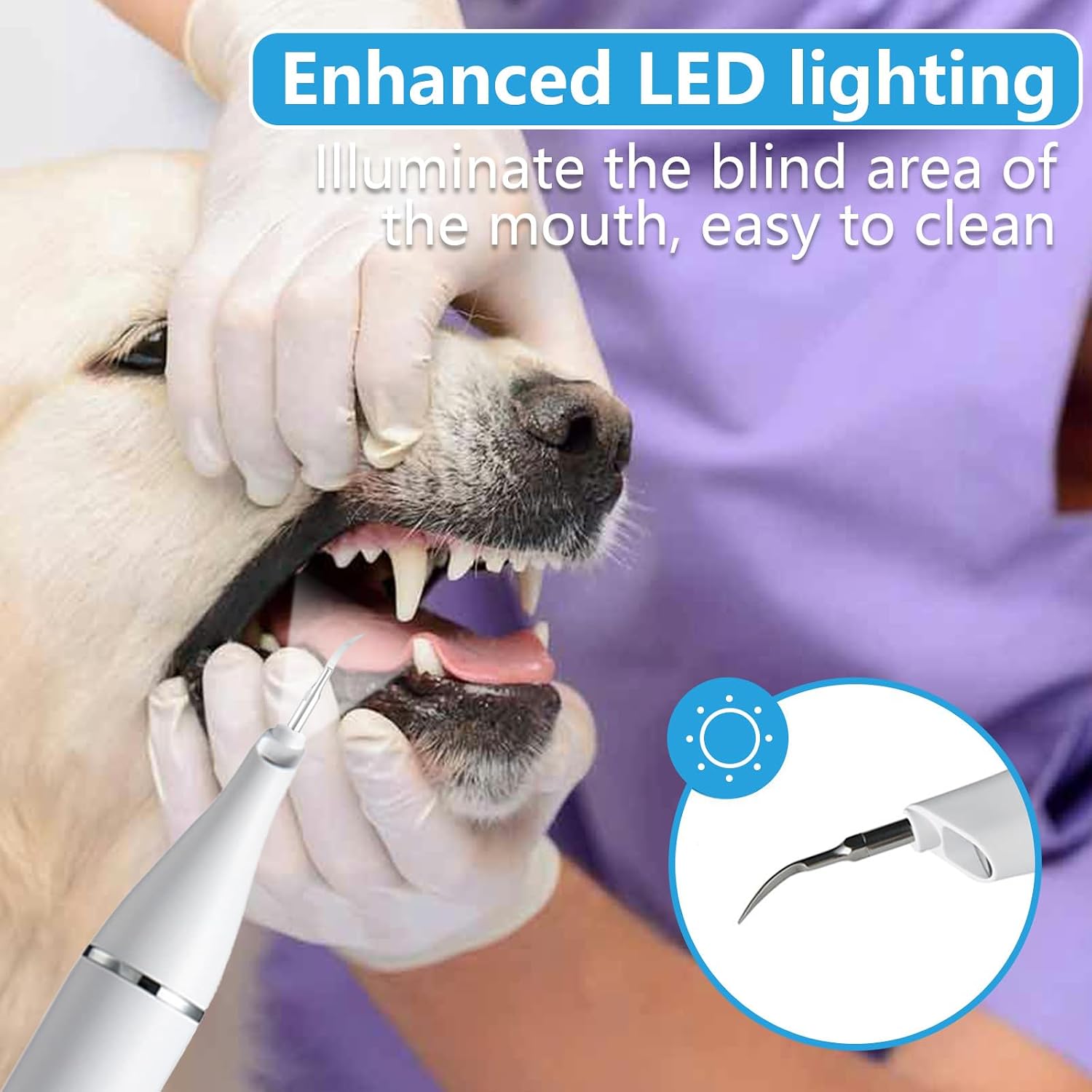 SUNSHNO Dog Plaque Remover for Teeth,Pet Tooth Brushing Kit,5 Modes Pet Ultrasonic Tooth Cleaner, Dental Tools to Remove Plaque and Tartar, Safe for Dog and Cat, White