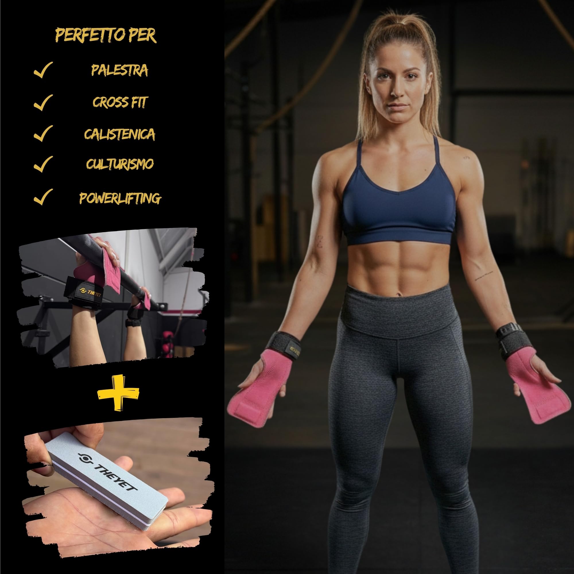 Guanti da Palestra Crossfit in Pelle Senza Fori per Uomo e Donna Protezione Mani Trazioni Pesi