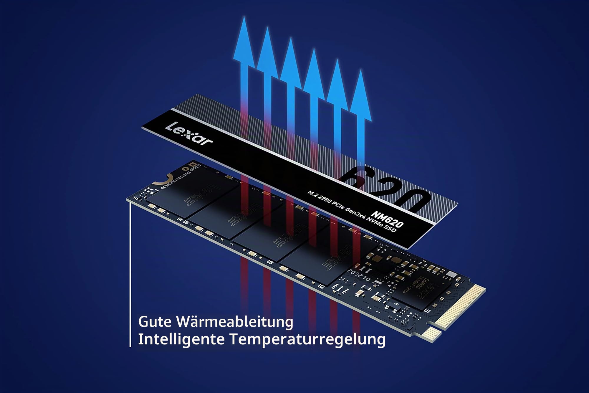 Lexar 1TB SSD, M.2 2280 PCIe Gen3x4 NVMe 1.4 Interne SSD, Bis zu 3500MB/s Lesen, 3000MB/s Schreiben, 3D NAND Flash Interne Solid-State-Laufwerk für PC-Enthusiasten und Gamer