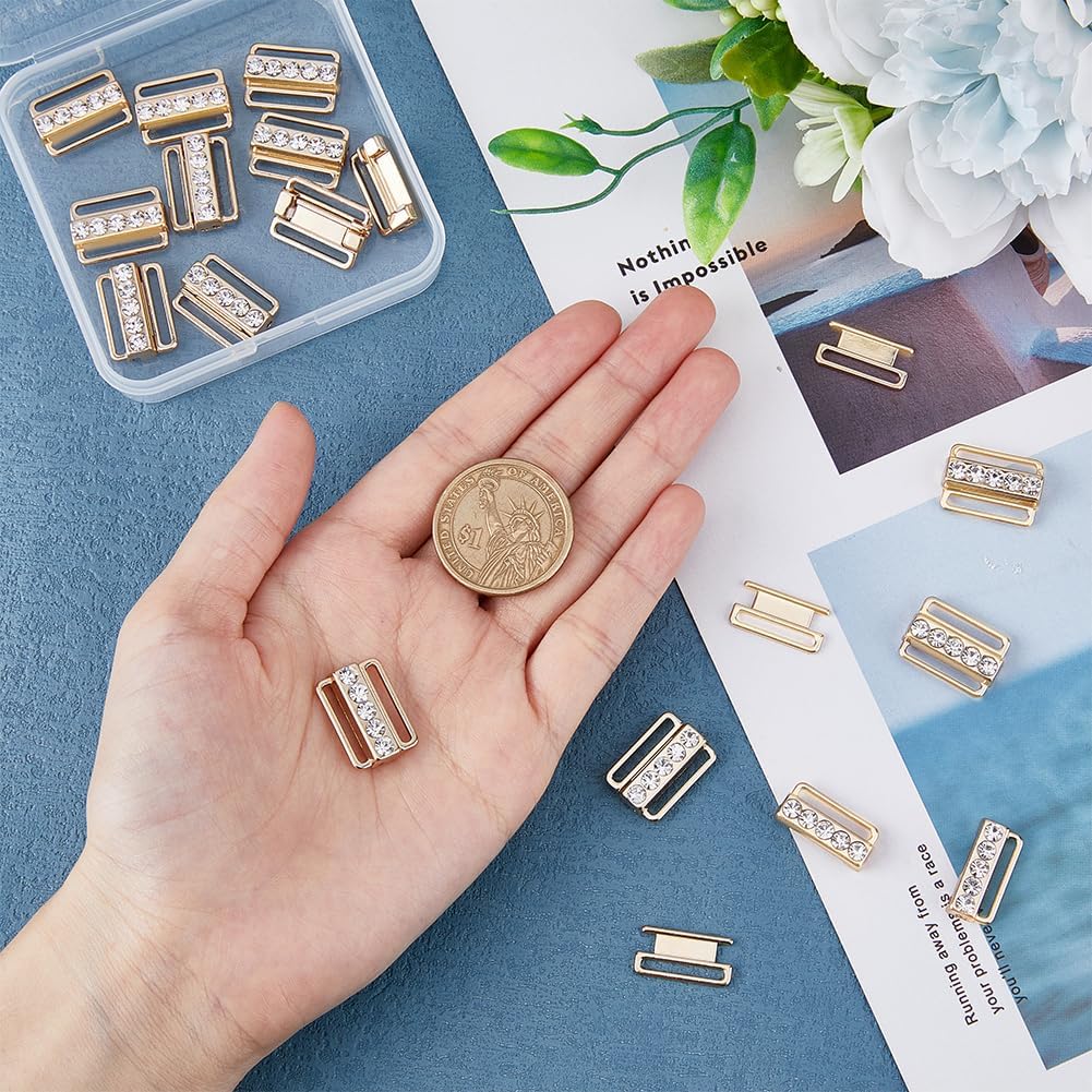 SUPERFINDINGS 16 Sets Bra Rhinestone Clasp Bra Buckles Front Closing Bra/Bikini Hook 19x13.5mm Replacement Hook Clasp Part 19x13.5mm Bra Clip Hook for Bramaking Swimsuit Clothes - Image 3