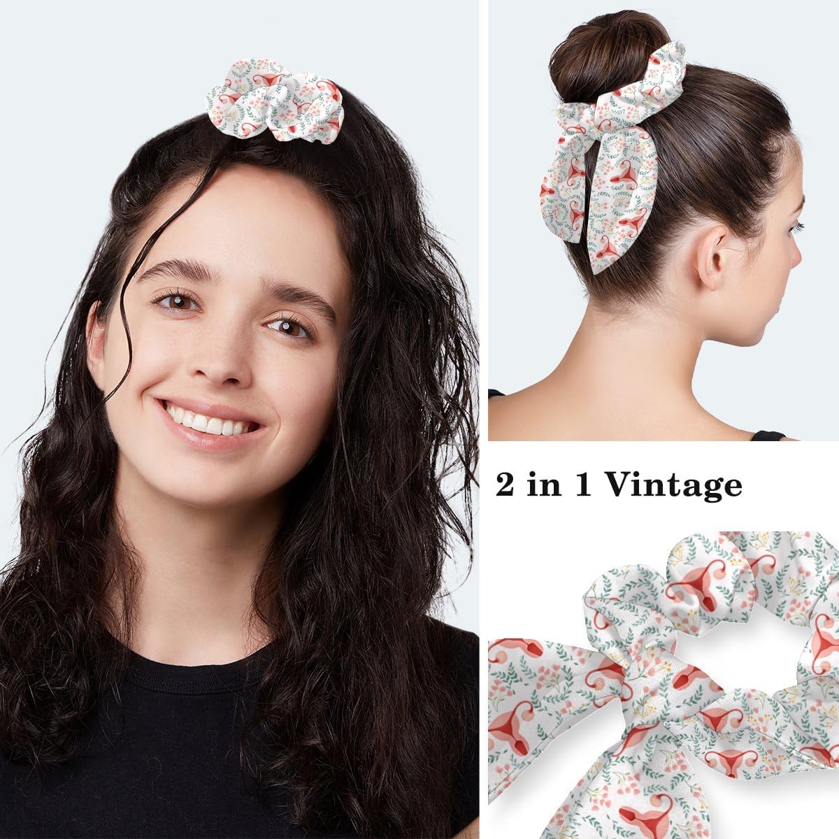 Scrub Cap with Ponytail and Buttons, Surgical Caps for Women with Long Hair