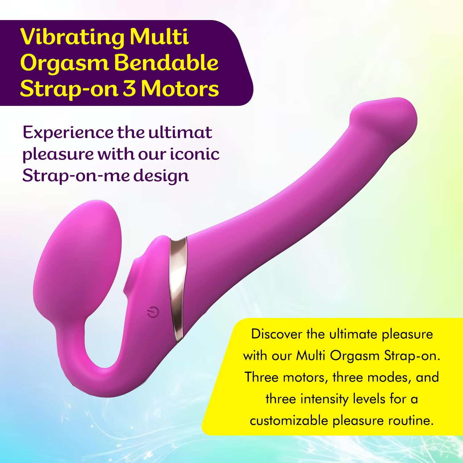 Strap-On-Me Strap-on Multi-Orgasmo Telecomandato 3 Motori – Tecnologia a Memoria di Forma – Tripla Stimolazione – Sex Toy Donna & Uomo in Silicone Morbido – Senza Imbrago, Impermeabile