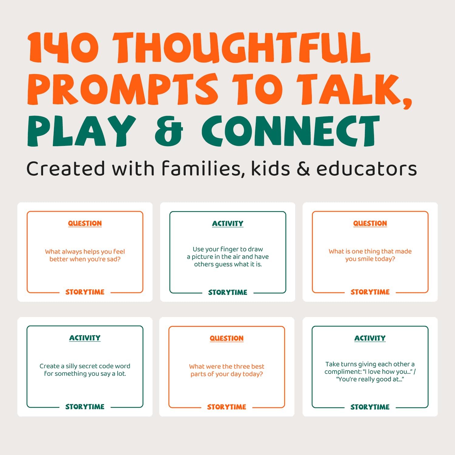 Storytime – A Thoughtful Family Conversation Card Game for Meaningful Everyday Moments, 140 Prompts for Kids Ages 5–10 (Kids Edition)