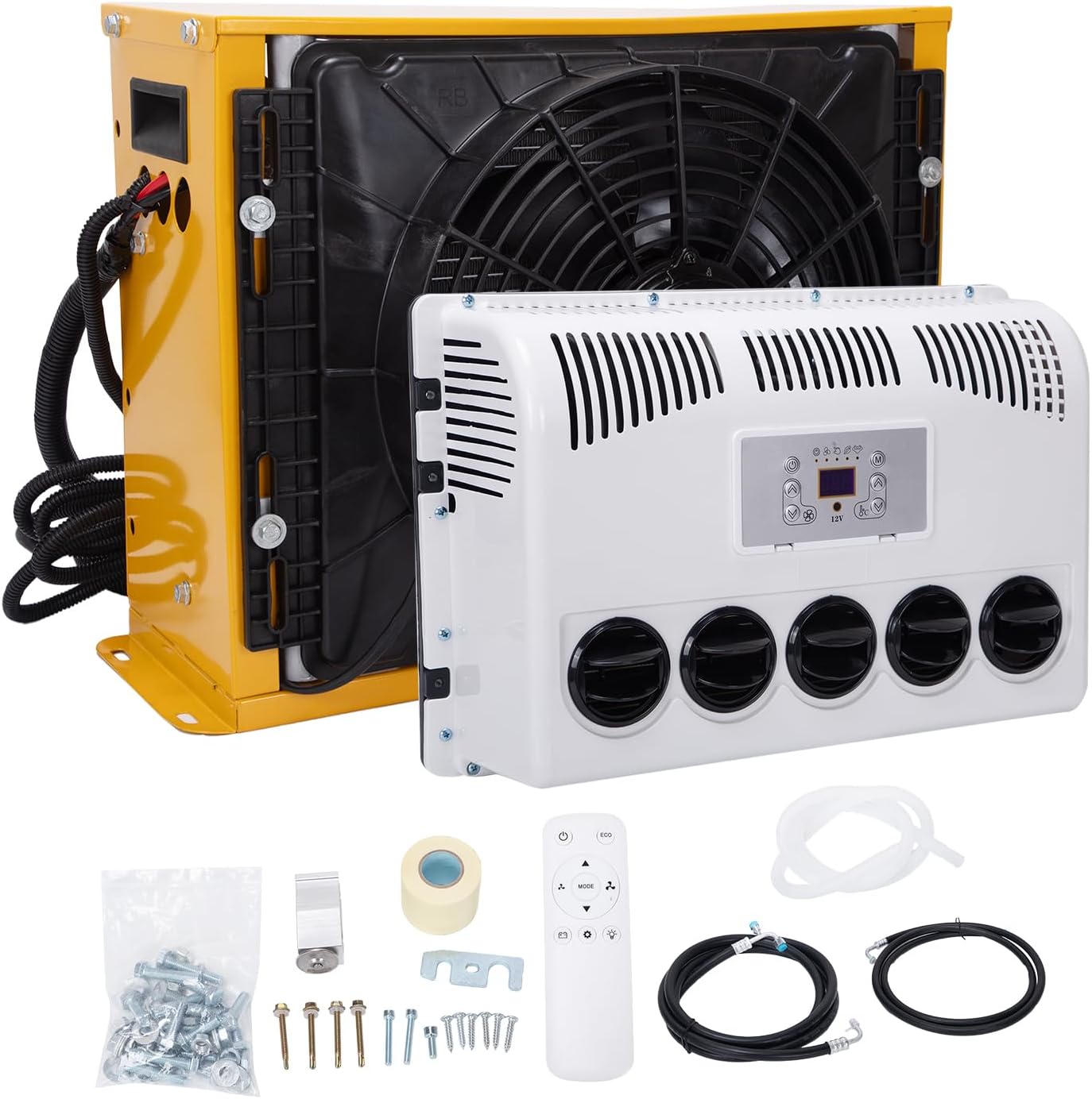 12V RV Air Conditioner 4000 BTU Mini Split DC Air Conditioner 12 Volt AC Unit for Truck Camper Van Trailer Motorhome RV, Fast Cooling Low Noise