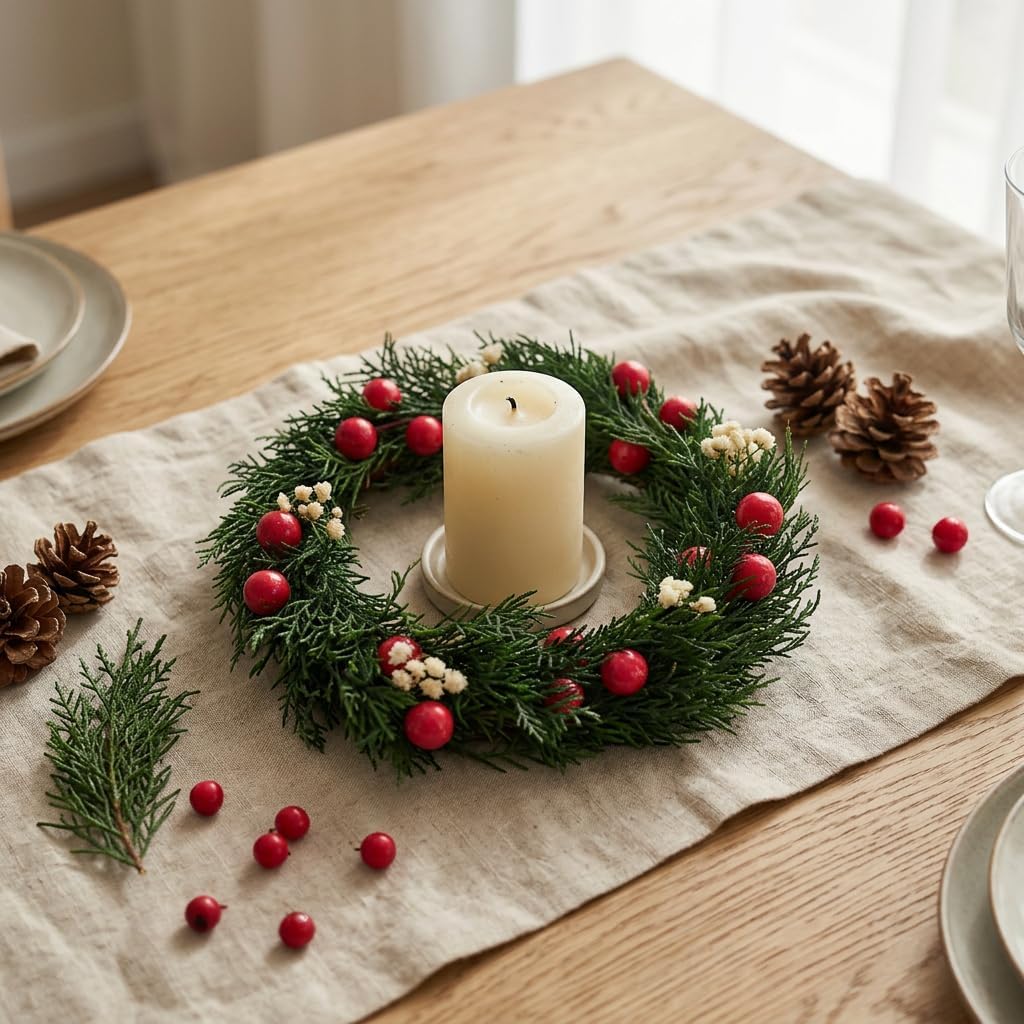 Christmas Eucalyptus Wreath Set 2PCS 5.9in Mini Dried Flower Wreath Small Holiday Wreath for Front Door Wall Window Table Decor Xmas Decoration