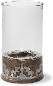 Wood and Inlay Metal Heritage Collection 16.5-Inch Tall Candleholder