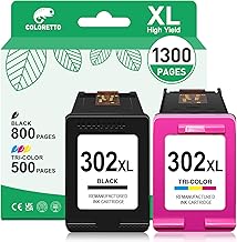 COLORETTO 302XL Cartridge for HP 302 DeskJet 3639 3630 3636 3633 3634 1110 2130 2132 Envy 4520 4525 4527 4528 OfficeJet 3830 3831 5232 4650 4656 5255 Ink Cartridge for HP 302 XL Black and Colour