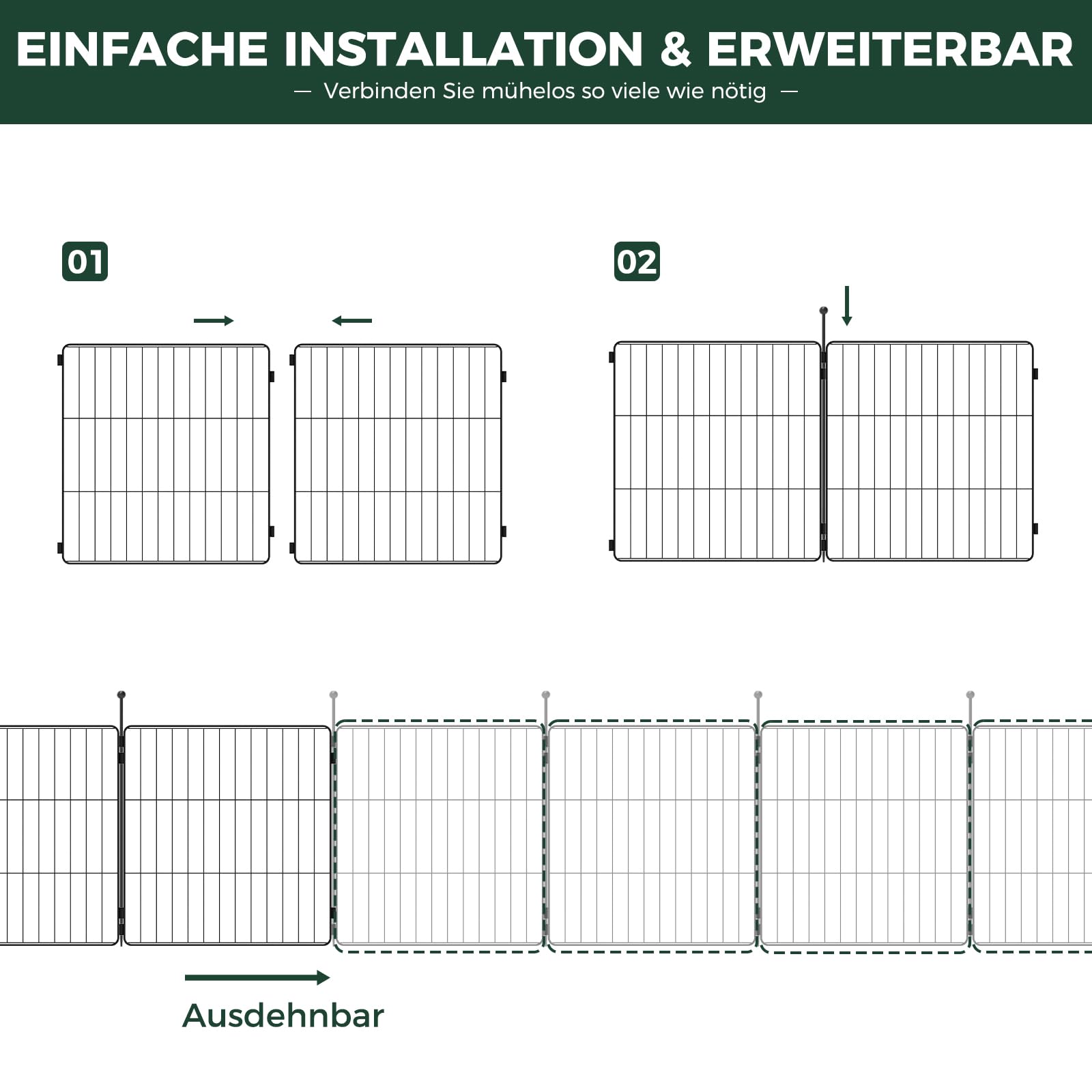 fxw MiniPaws Hundelaufstall für kleine Hunde & Welpen, 60cm 8 Paneele, Welpenlaufstall für drinnen & draußen, Garten & Camping