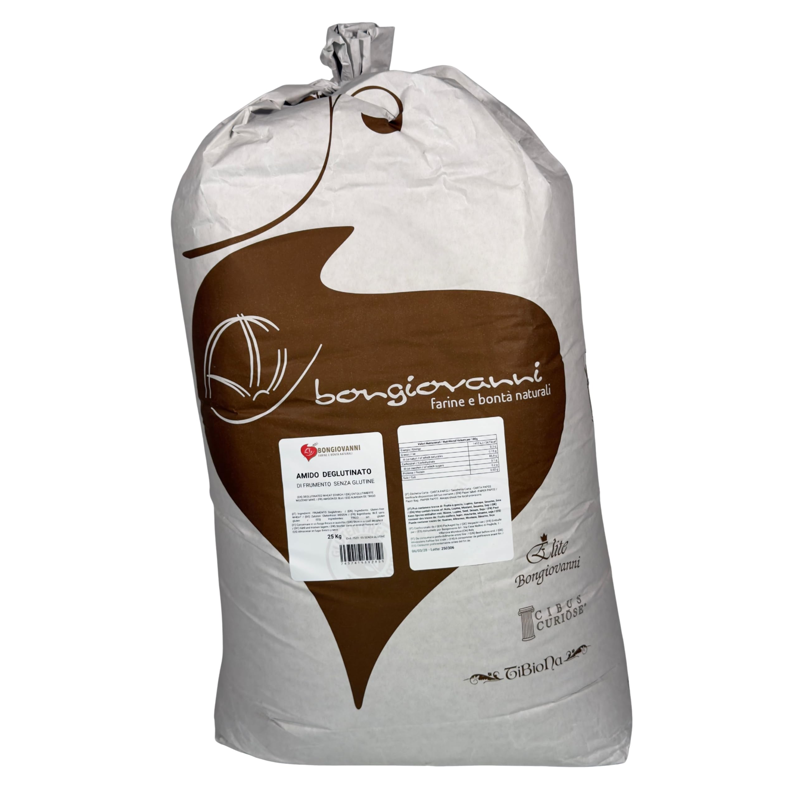 Bongiovanni (Farine e bontÃ naturali) Amido di Frumento Deglutinato 25kg senza glutine