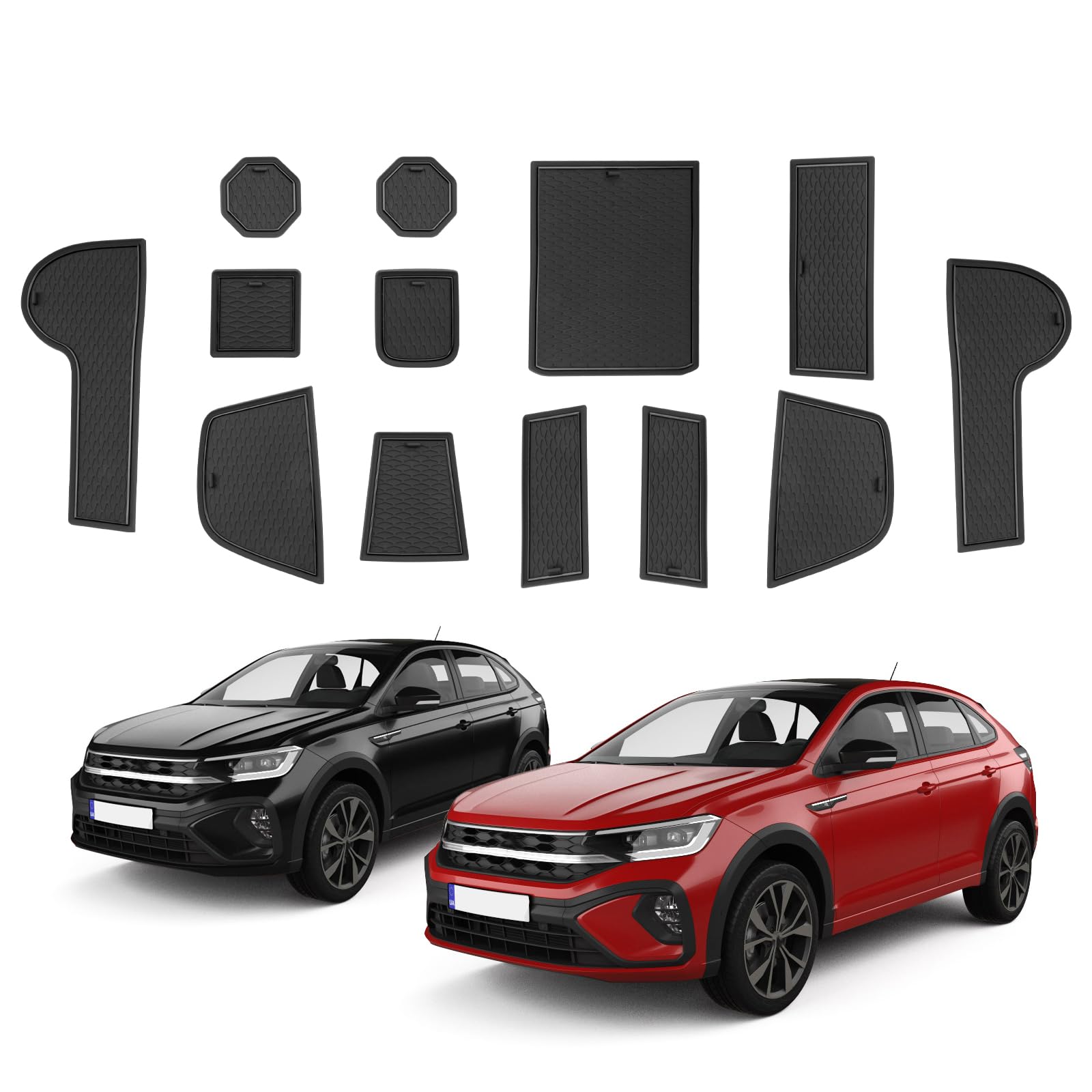 ECOZEN Tappetini in gomma antiscivolo per VW Taigo/Nivus 2021-2025 impermeabili antiscivolo Tappeto antiscivolo Volkswagen VW Taigo/Nivus accessori per console centrale portabicchieri vano