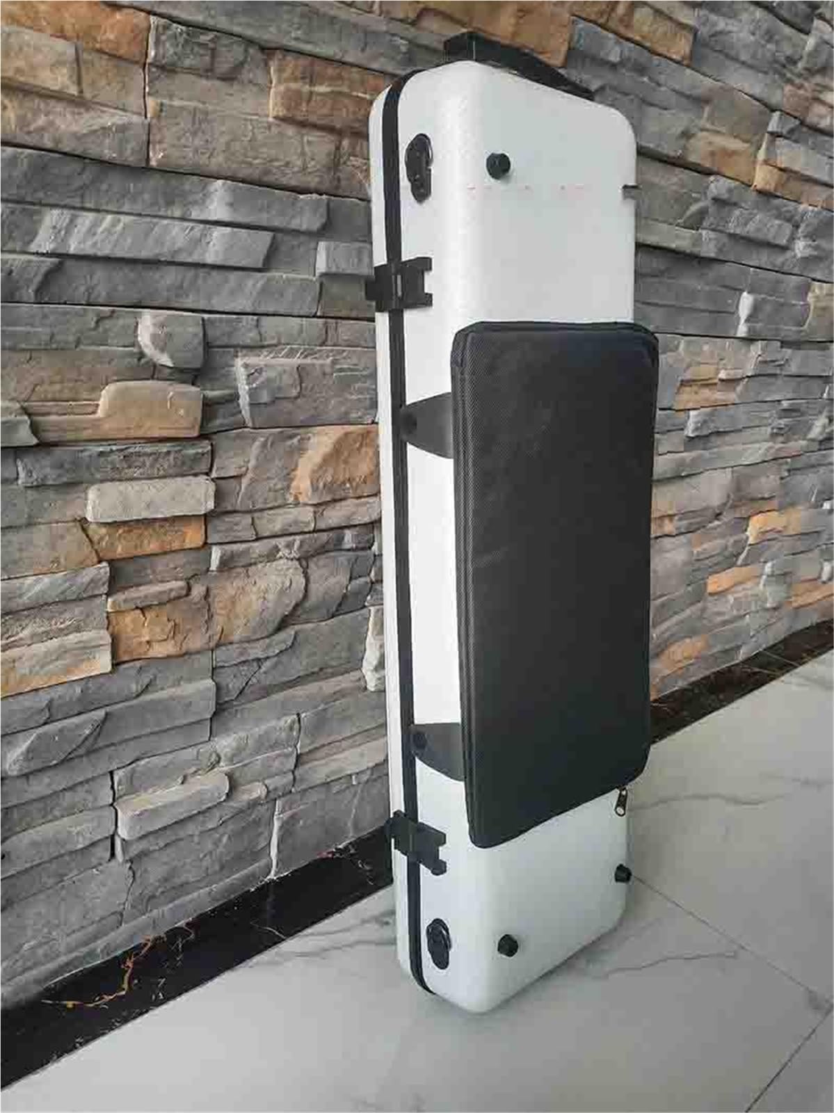 Accesorios Profesionales Violin Estuche Para Violín Cuadrado De Fibra De Carbono De 4/4 Pulgadas Extraíble Ligero Con Cerradura De Combinación Doble(White twill)
