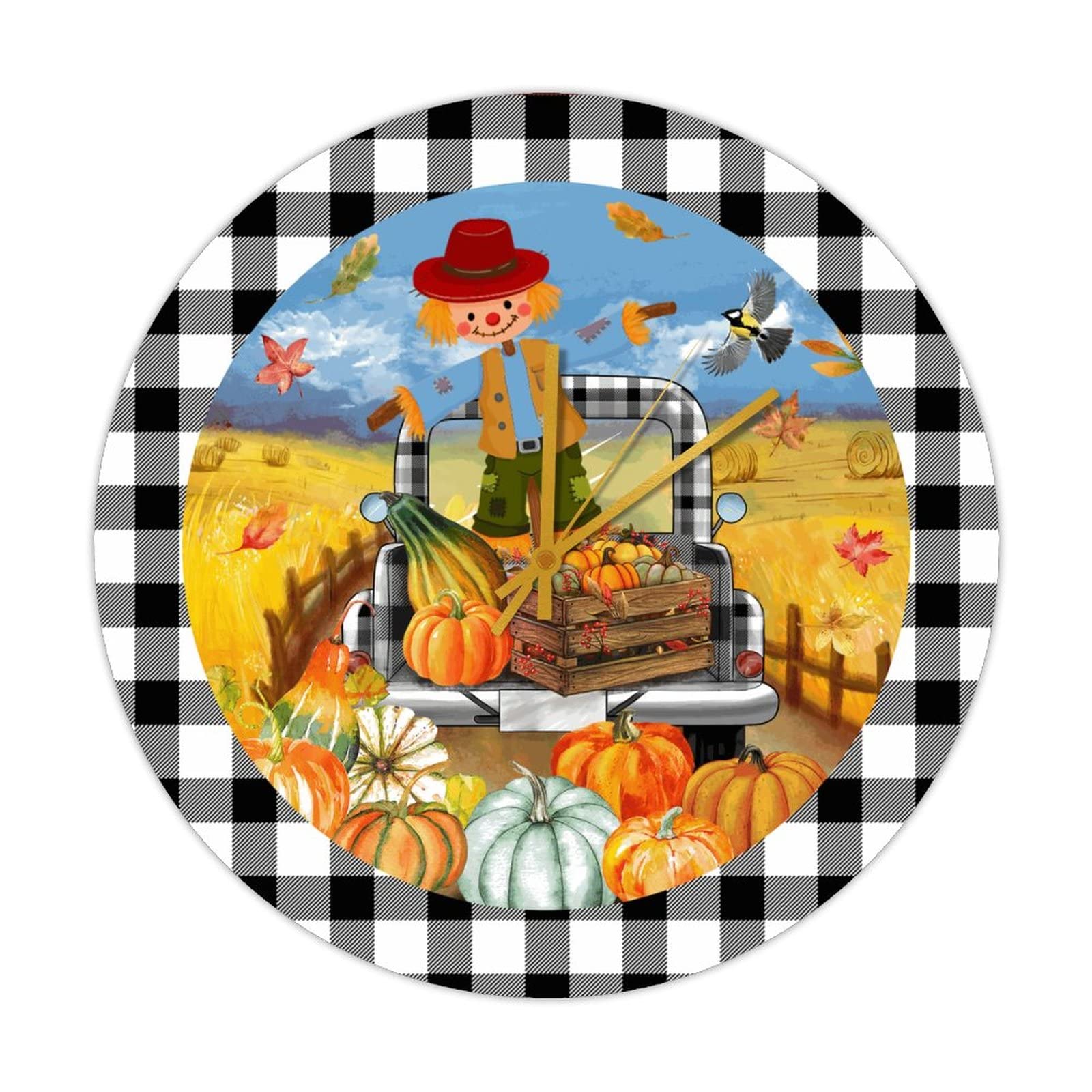 Horloge ronde en bois pour rompre la monotonie murale avec un style vintage de Thanksgiving