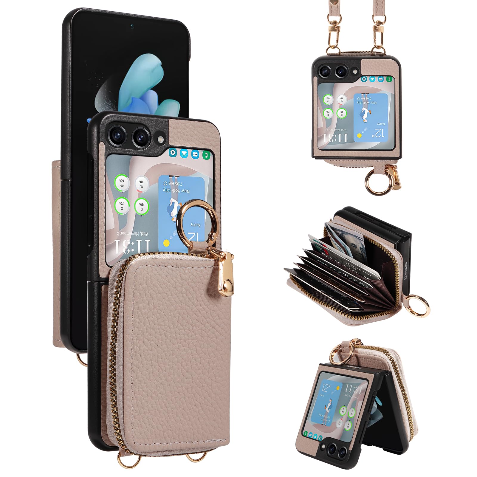 Custodia a portafoglio per Samsung Galaxy Z Flip 6/Z Flip 7 FE 5G