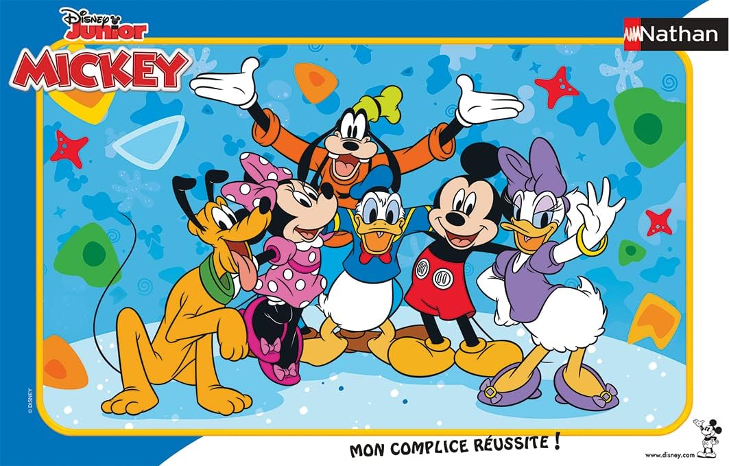 Nathan - Children's puzzle - 15 piece frame - Mickey Mouse friends - Disney - Girl or boy from 3 years - High quality puzzle - Thick and durable cardboard - Disney Mickey Mouse - 86146