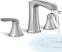 HOIGY Brushed Nickel Waterfall Roman Tub Faucet, 3-Hole Deck Mount Bathtub Faucet Set, High Flow 6-16 Inch Spread, 2 Handles with Hoses