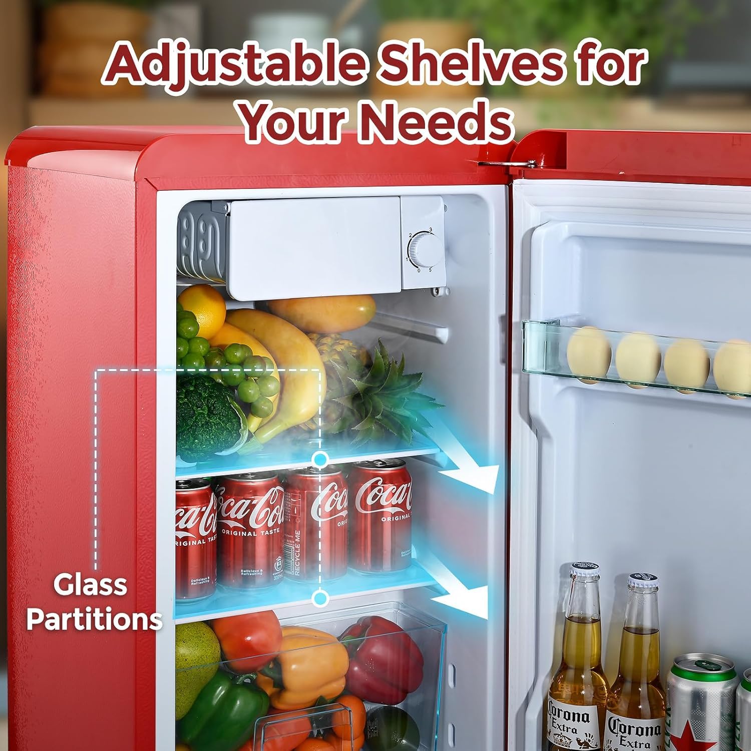 Cucina Magica Compact Single Door Refrigerator With Freezer, 2.7 Cu.Ft Mini Fridge For Kitchen, Apartment, Dorm, RV – Adjustable Shelves, Quiet Operation, R600a Cooling Technology (Red, 2.7) on Fridge.com - View 6