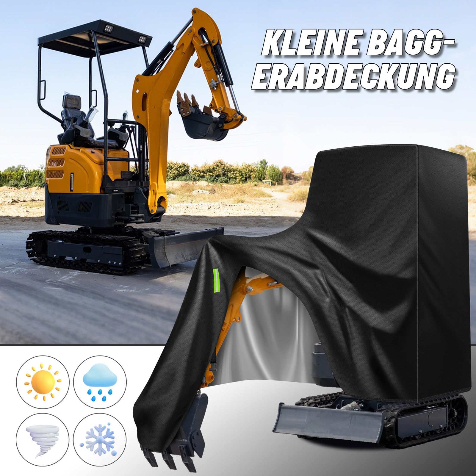 Funda para Miniexcavadora, Funda Protectora 210D para Excavadora, Resistente a la Abrasión Duradera Lona para Miniexcavadora Pequeña contra Lluvia Nieve Viento Radiación UV Hojas, Lona para la