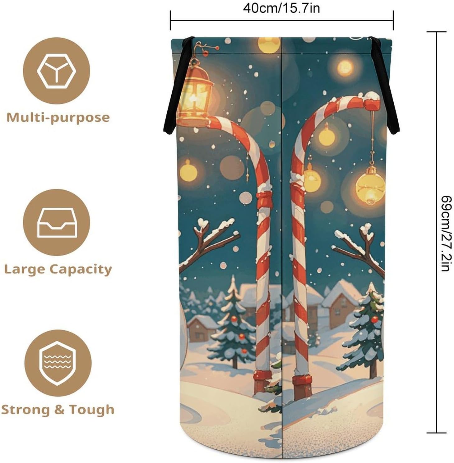 Merry Christmas Lovely Snowman Large Laundry Basket Waterproof Collapsible Laundry Hamper Clothes Storage Basket Toys Bin for Bathroom Bedroom Home Decor