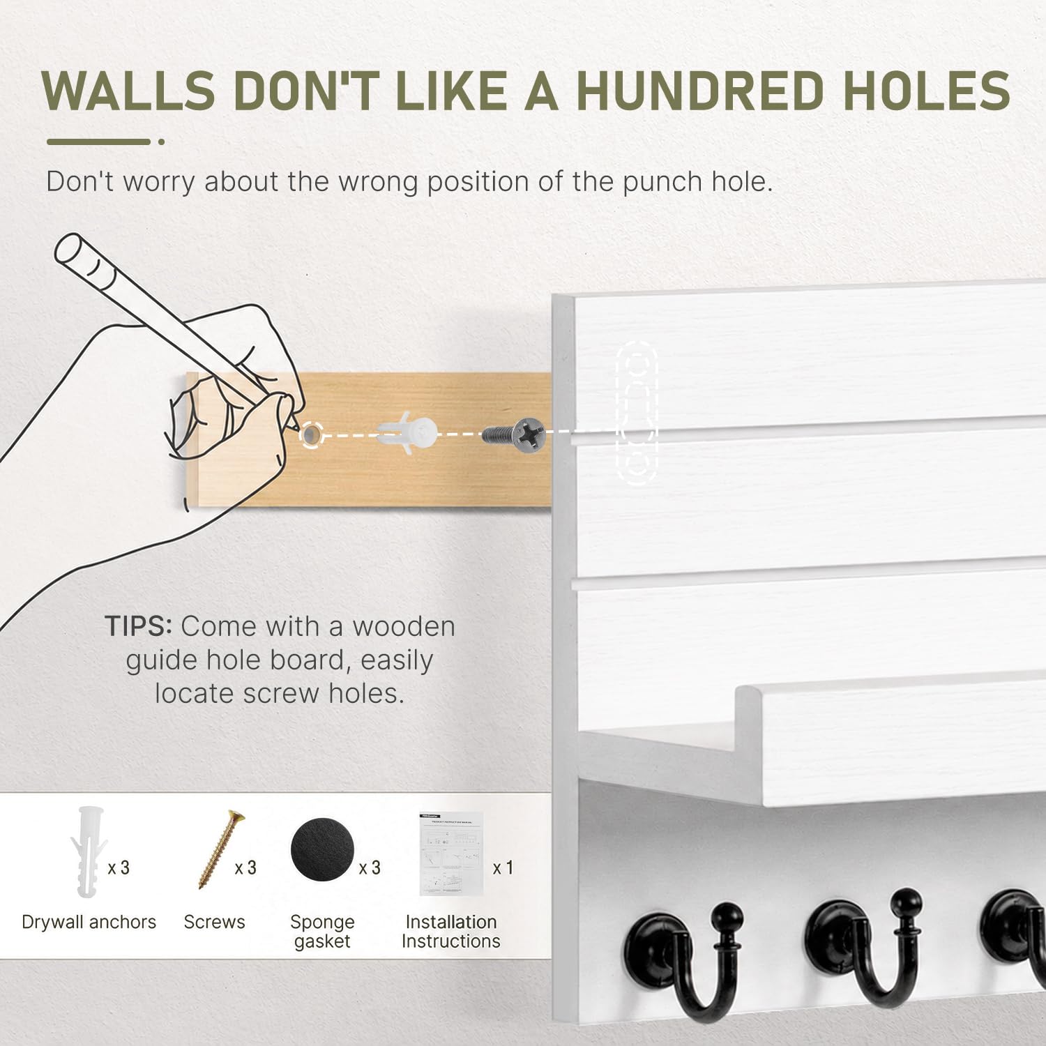 HONJIN Key Holder - Wall Mount with 5 Hooks -6 HONJIN Key Holder - Wall Mount with 5 Hooks -6