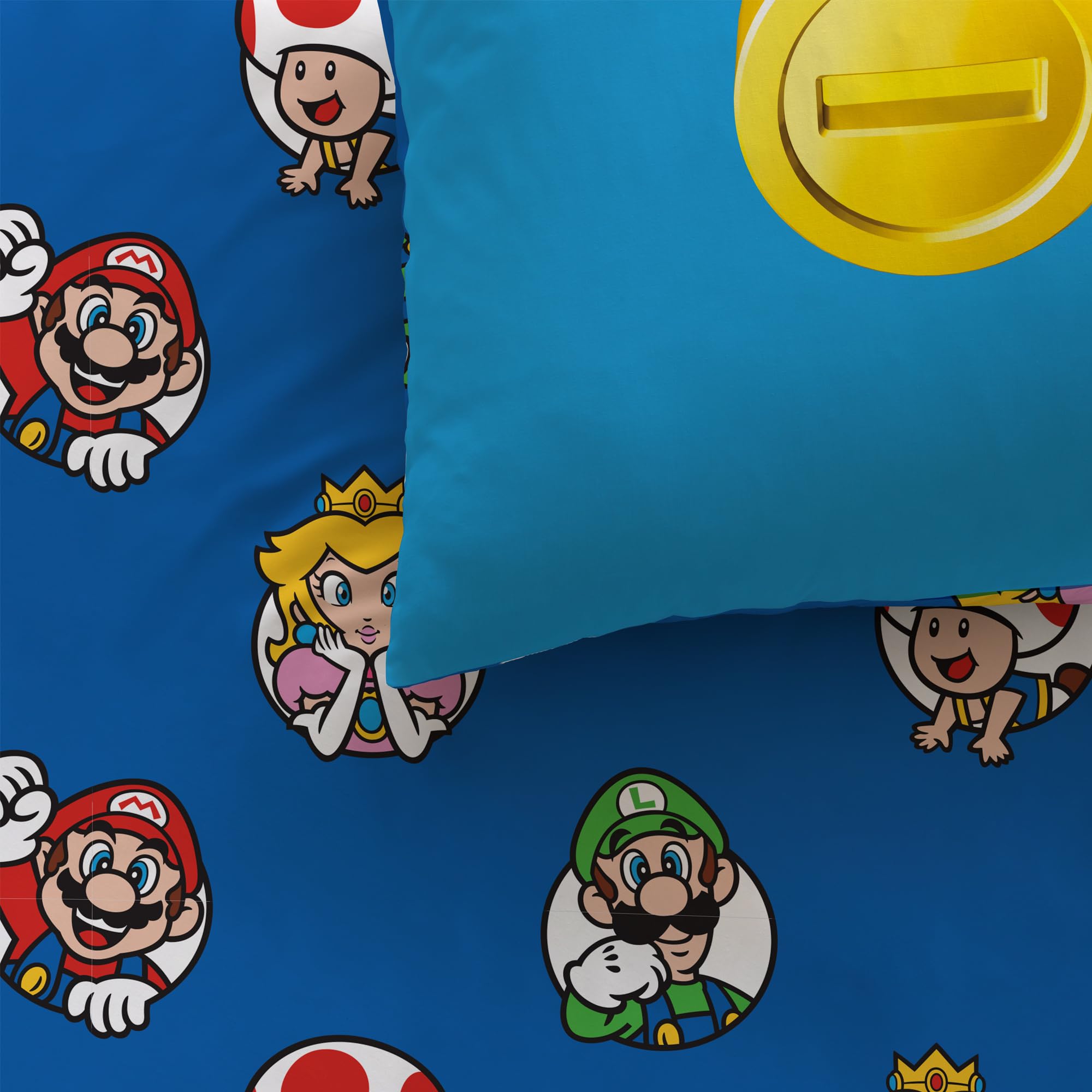 Mario Friends Parure de lit imprimée 100% coton - Licence officielle
