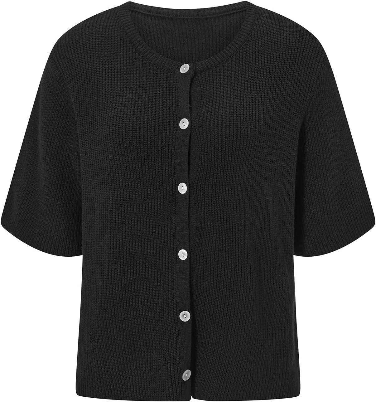 Women's Y2K Button Down Cardigans Shirts Summer Short Sleeve Knitted Blouse Top Going Out Cropped Knit Tops - Image 2