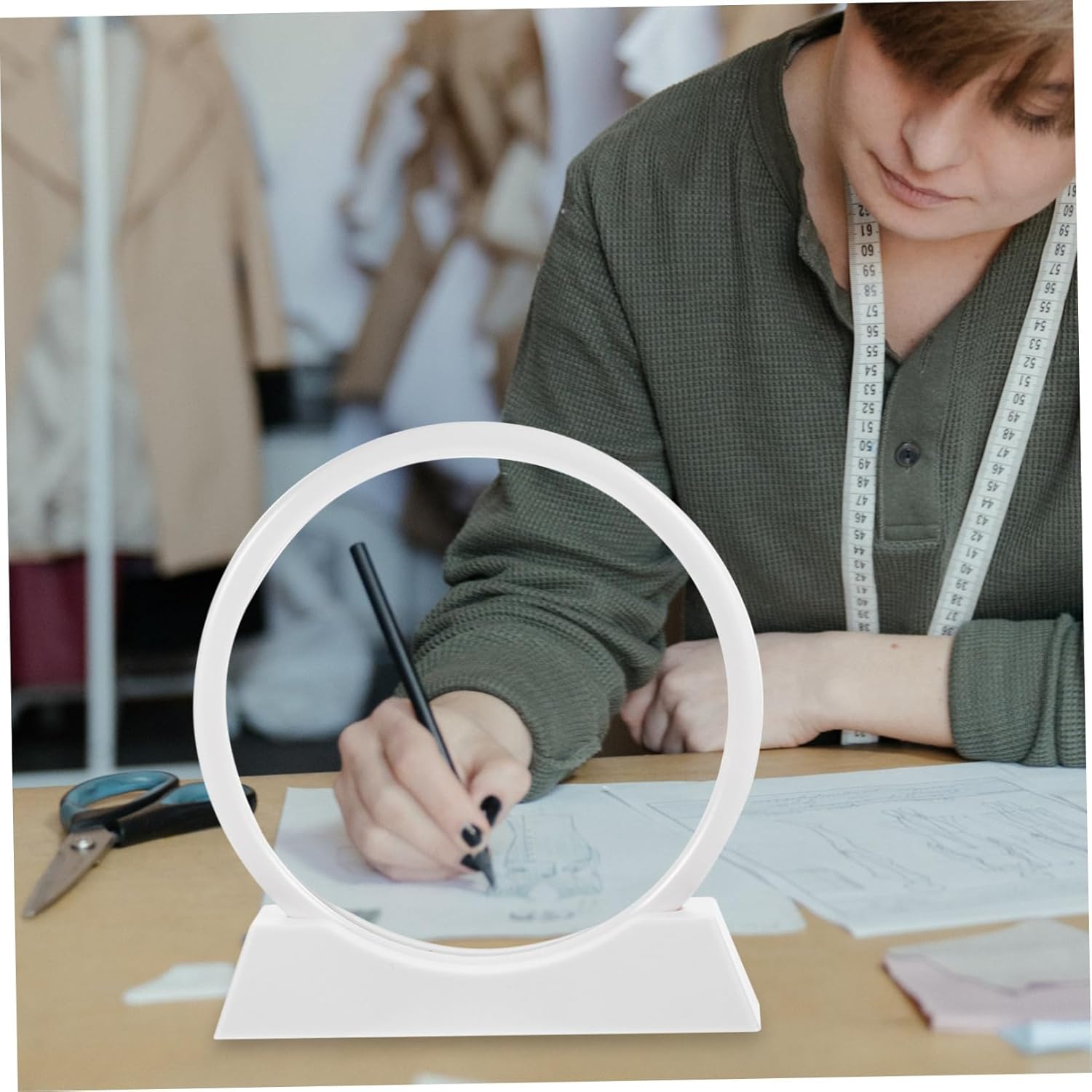 FELTECHELECTR DIY Moving Sand Art Picture Kit Round White Frame Quicksand Painting Ornament for Home Office Decoration