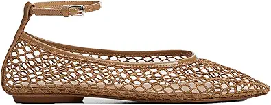 Mesh Ankle Strap Flats for Women Round Toe Ballet Flats Shoes,Casual Mary Jane Flats Comfortable Daily Dress Shoes