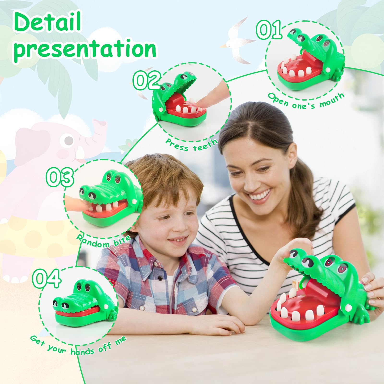 KOMUNJ Jeu de dents de crocodile pour enfants, mord au hasard, jouet KOMUNJ Jeu de dents de crocodile pour enfants, mord au hasard, jouet