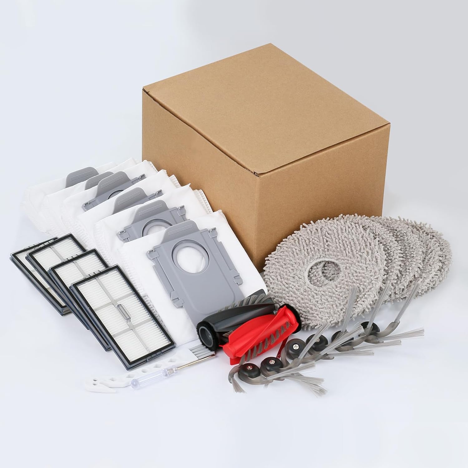 26 PCS Accessories Kit for Roborock Saros 10R Robot Vacuum Cleaner, Replacement Parts Compatible with Saros 10R, 2 Main Brushes, 6 Mop Pads, 6 Dust Bags, 6 Side Brushes, 4 Filters, 2 Tools