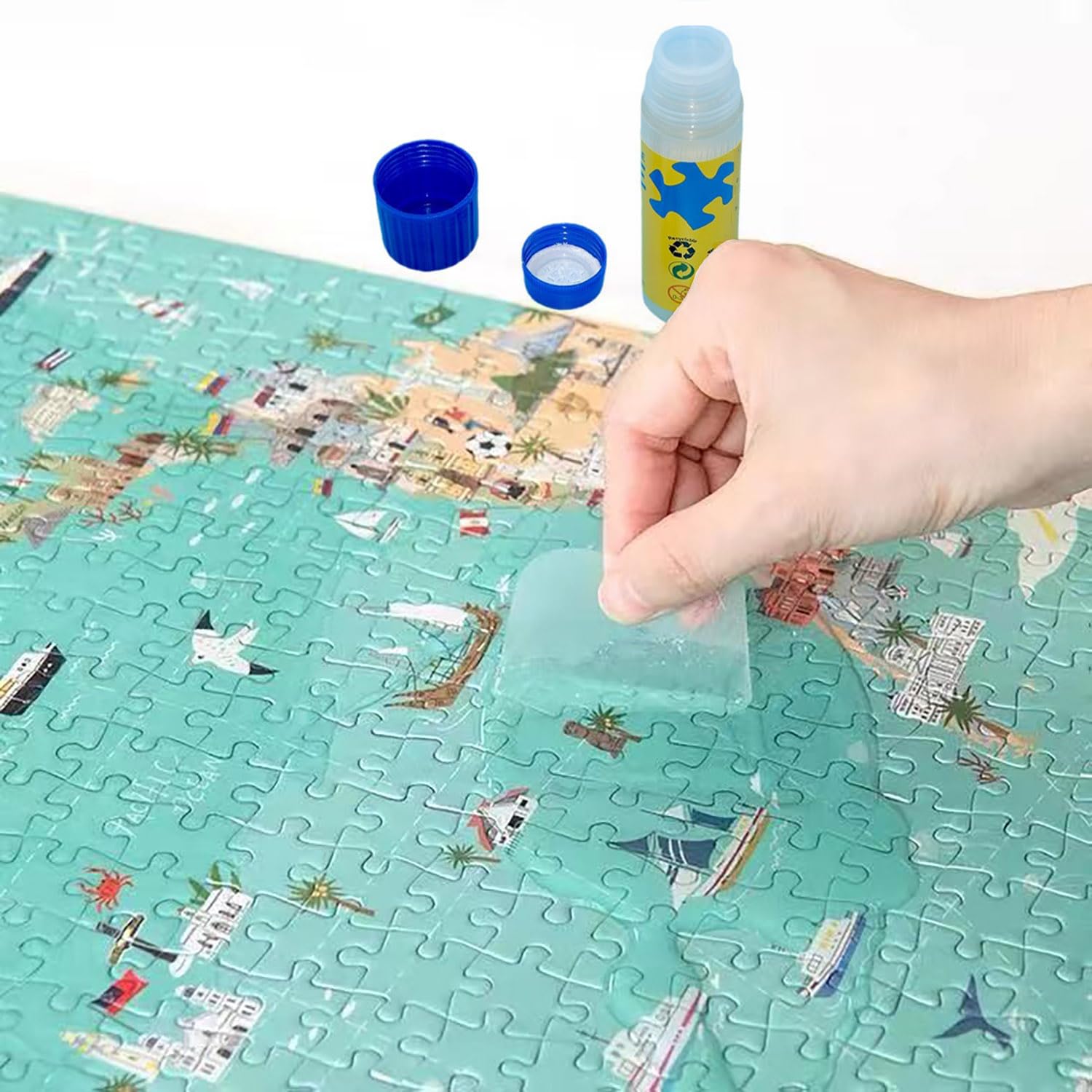 Pegamento para Manualidades 120 ML,Puzzle Glue Transparente con Aplicador Adecuado para Fijar y Colgar Puzzles, Secado Rápido, 120ml
