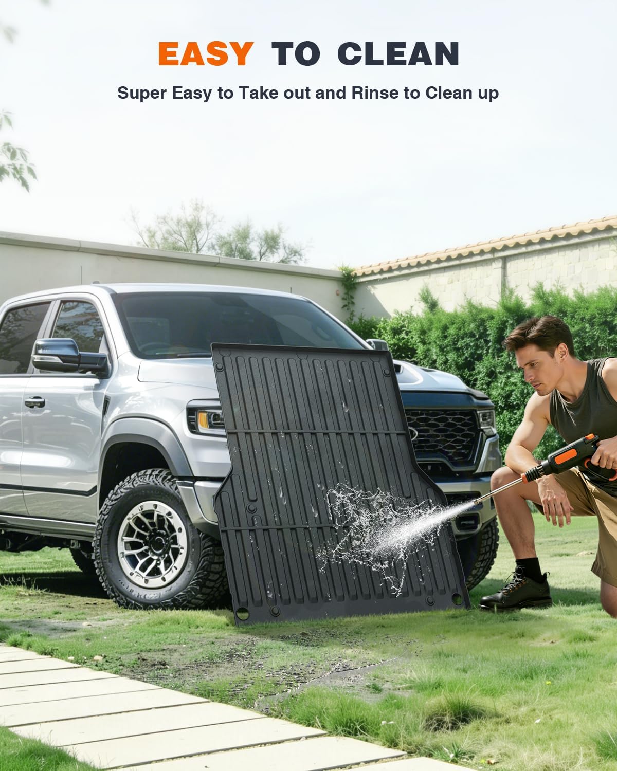 5FT Truck Bed Mat for 2005-2023 Toyota Tacoma(5FT,61.3'' Bed), Heavy Duty Custom Fit All Weather TPE Truck Bed Liner for Toyota Tacoma 2023 2022-2005 Accessories(Not Fit Drop-in Liners)