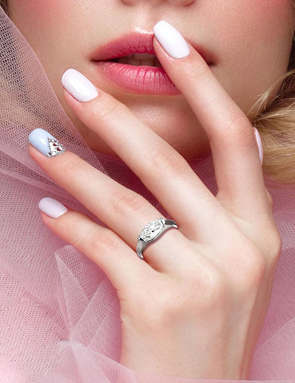 2 Carasts Marquise Cut Moissanite Engagement Ring for Women Wedding Ring Half Bezel Tension Set 925 Sterling Silver DE Color VVS1 Lab Created Anniversary Moissanite Ring - Image 6