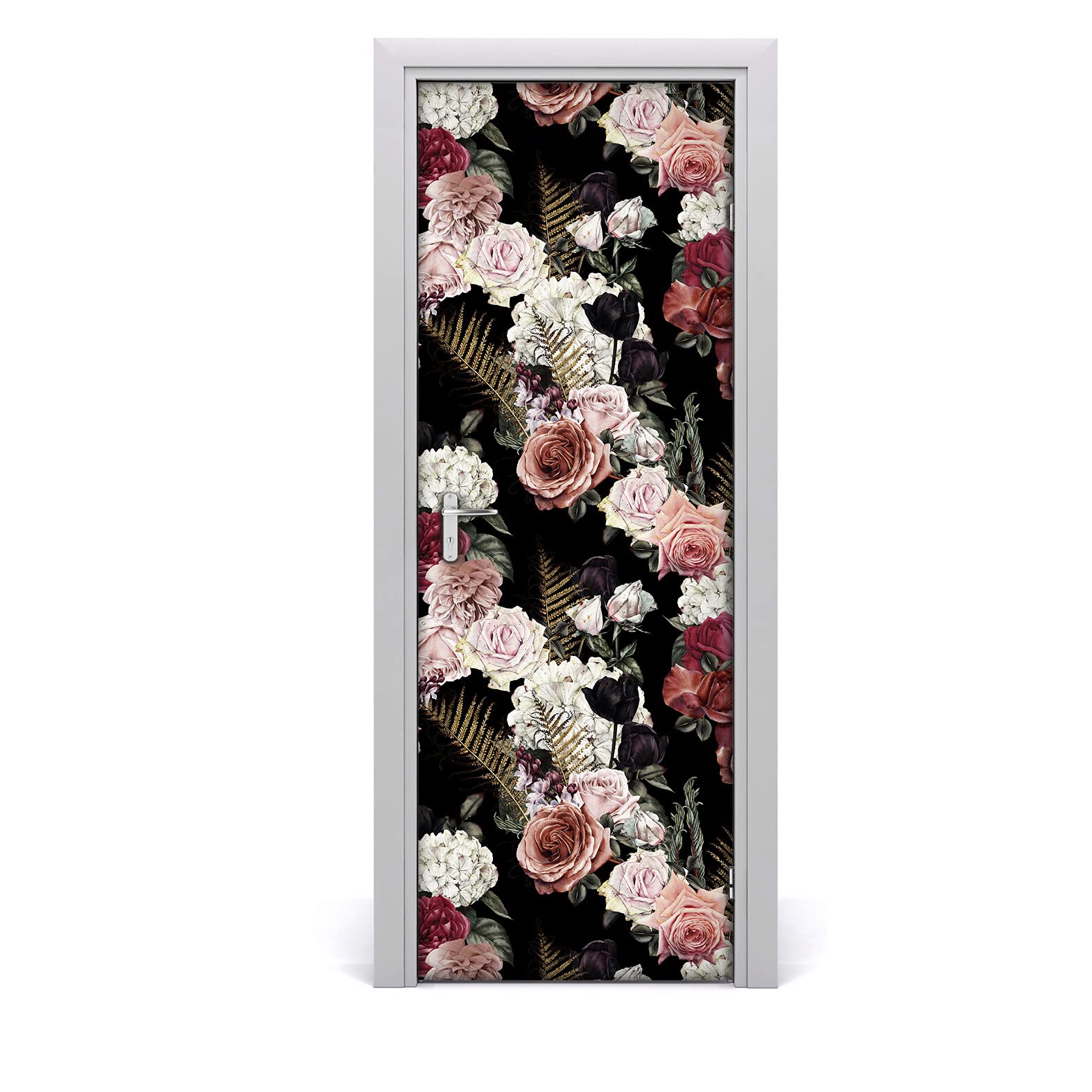 Décoration imperméable pour la porte motif roses et nature romantique
