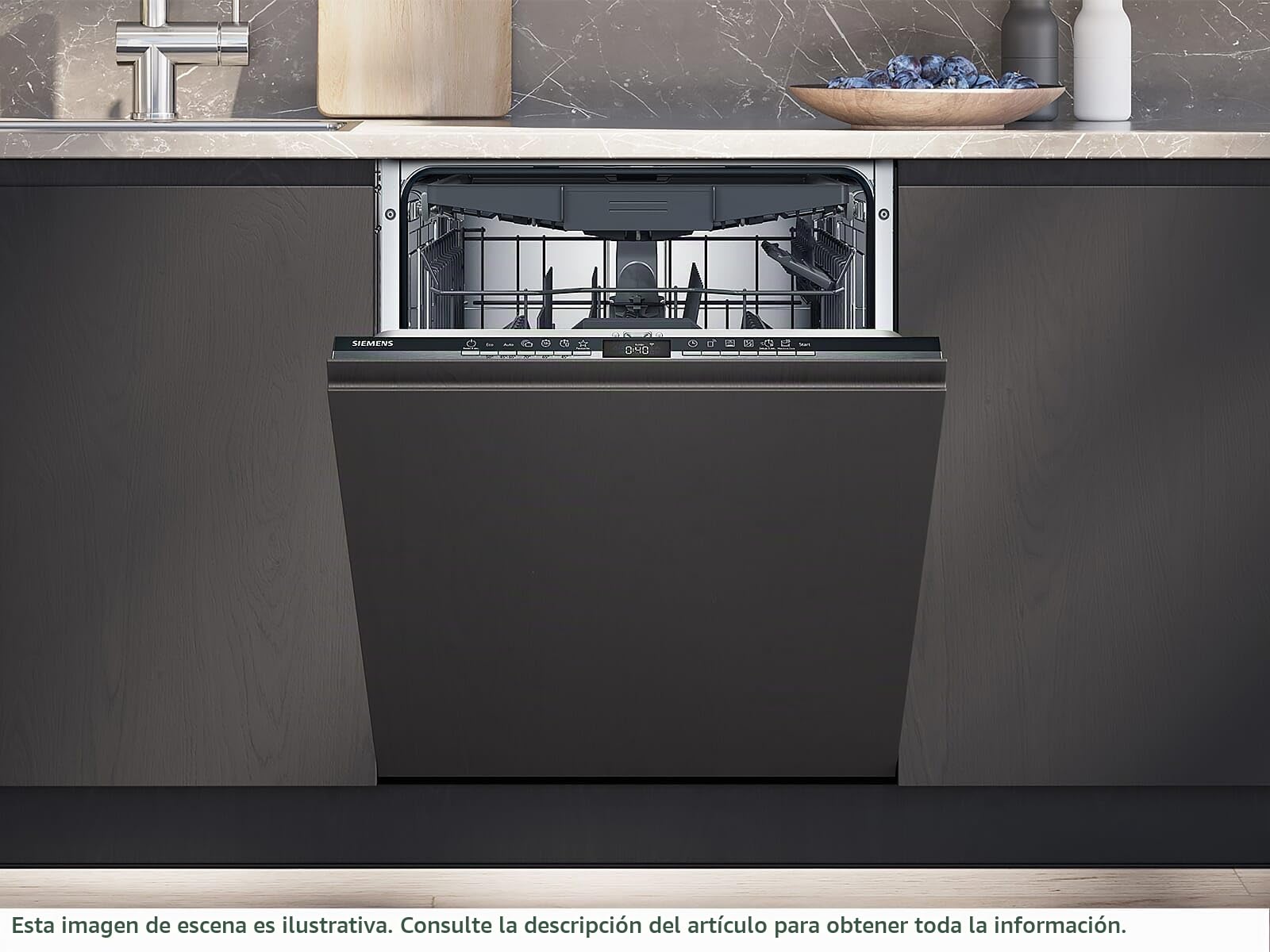 Siemens SN65ZX07CE, iQ500 - Lavavajillas inteligente totalmente integrado, 60 cm de ancho, cajón para cubiertos, fabricado en Alemania, secado de zeolita, extra silencioso, aquaStop, programa corto