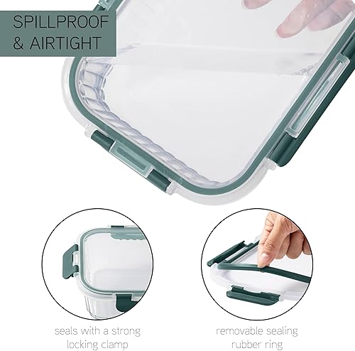 Miniatura 3 de COOK WITH COLOR Juego de recipientes de vidrio de borosilicato prémium de 32 piezas con divisores, 4 rectangulares, 8 redondos, 4 cuadrados, tapas a