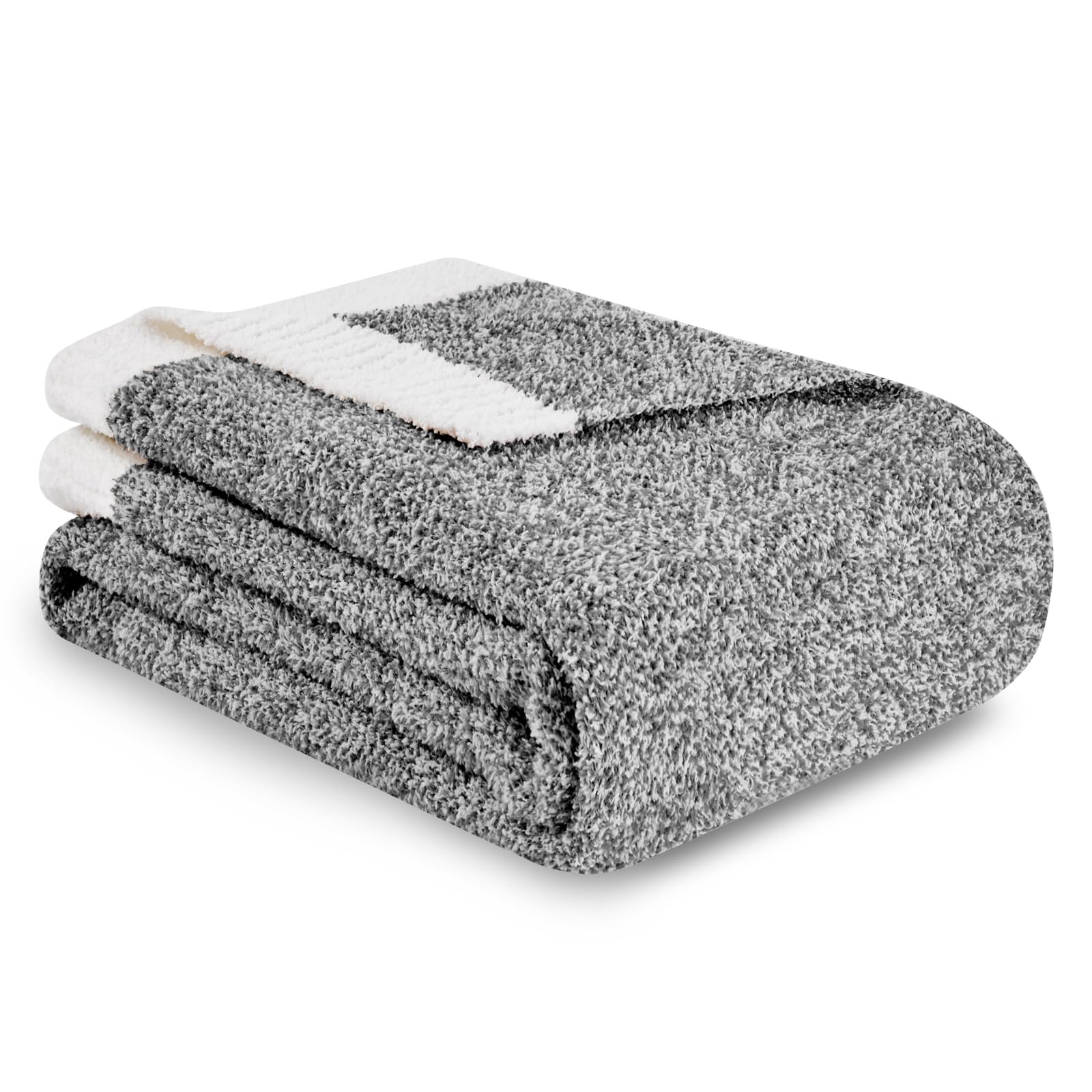 Asnomy Super Soft Fleece Throw Blanket for Couch, Chunky Knit Reversible Fall Blanket for Bed, Fuzzy Fluffy Cozy Plush Lightweight Blankets (Dark Gray,Throw 50"x60")