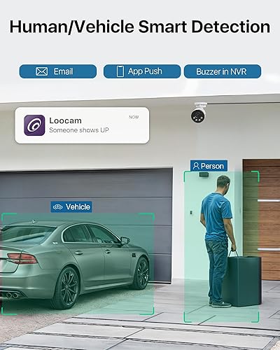Miniatura 3 de Loocam Sistema de cámara de seguridad PoE de 5MP 8CH H.265+NVR con disco duro de 1 TB, 4 unids 4MP sistema de cámara con cable AI Sistema de