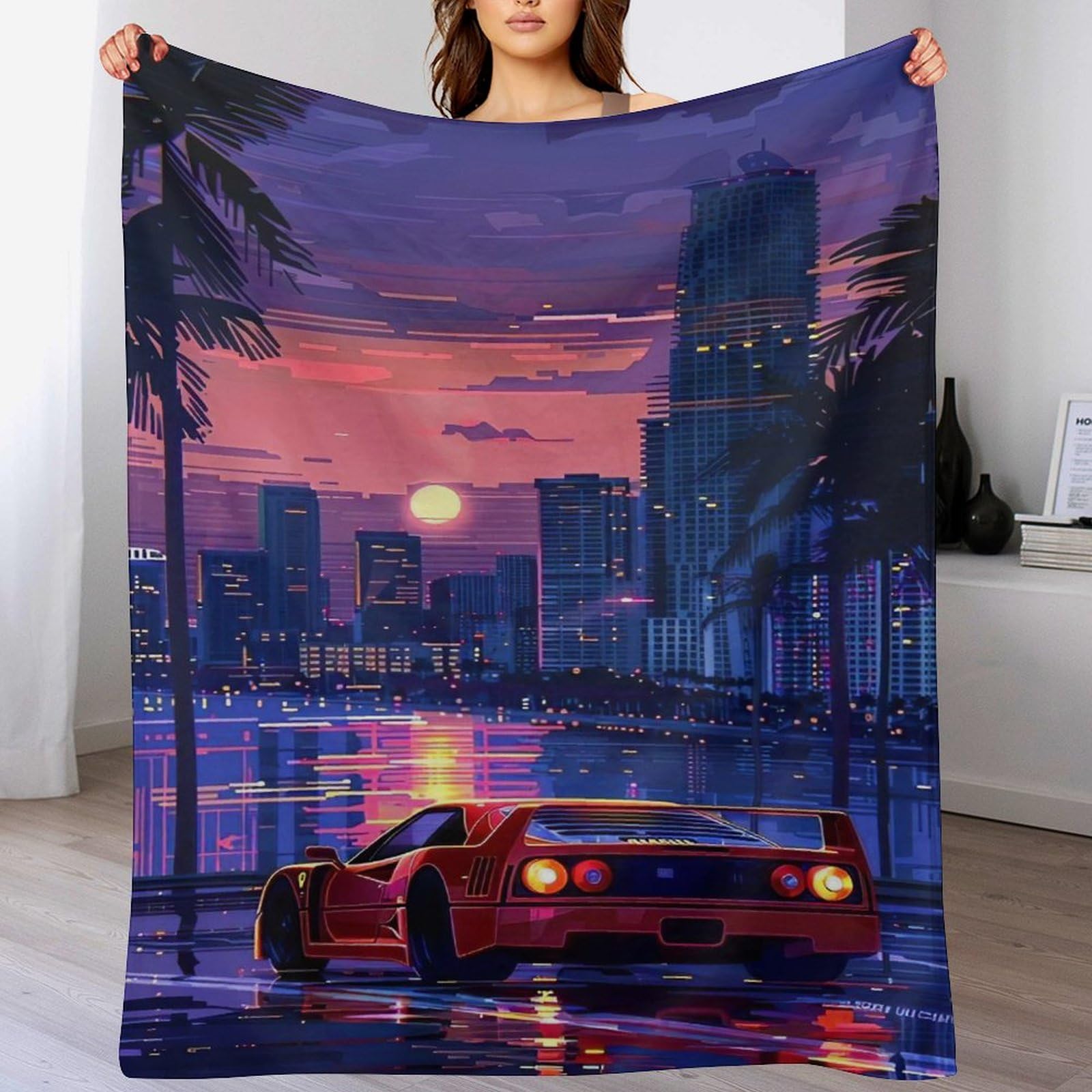 Couverture voiture de sport flannel pour voyage bureau et canapé maison